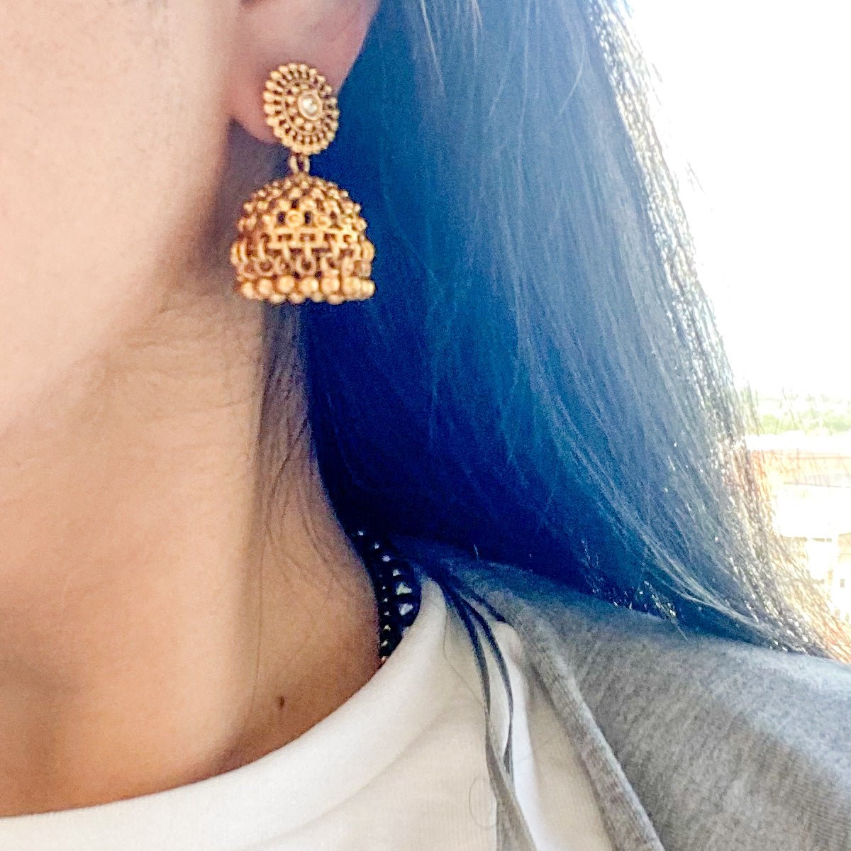 Mini Temple Jhumka Earrings - SOKORA JEWELSMini Temple Jhumka Earrings