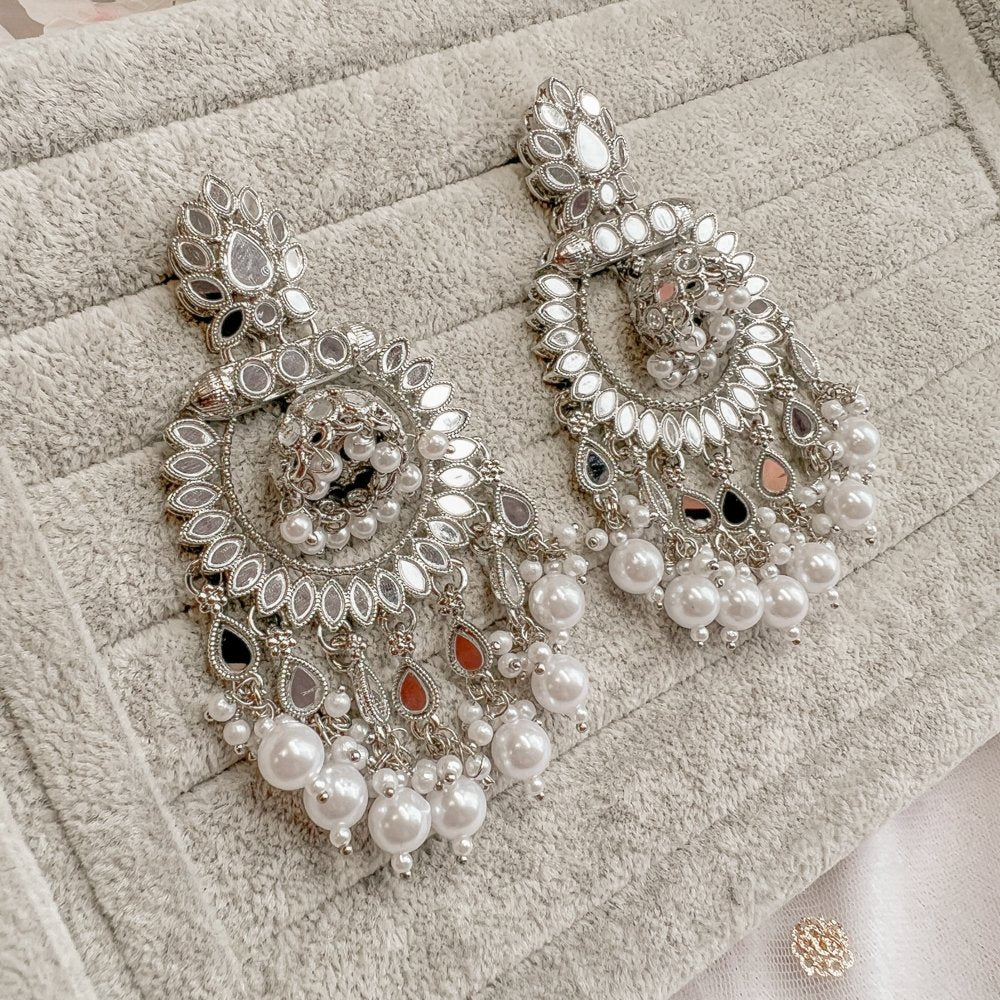 Wholesale oxidised jewellery - Black polished white resin and pearl chandbali  earring.. @50/- +Shipping charge.. | Facebook