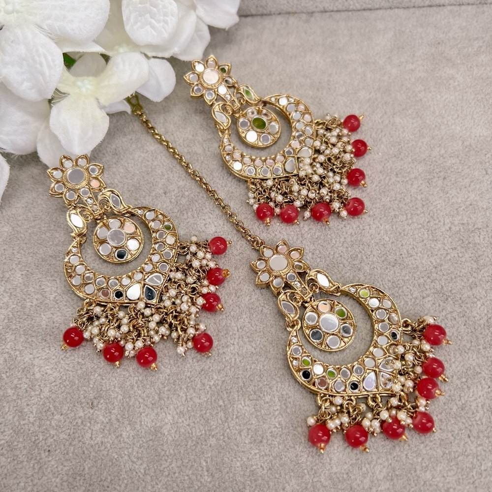 Zaveri Pearls Gold-Toned Kundan & Pearls Earring & Maangtikka Set -  Absolutely Desi