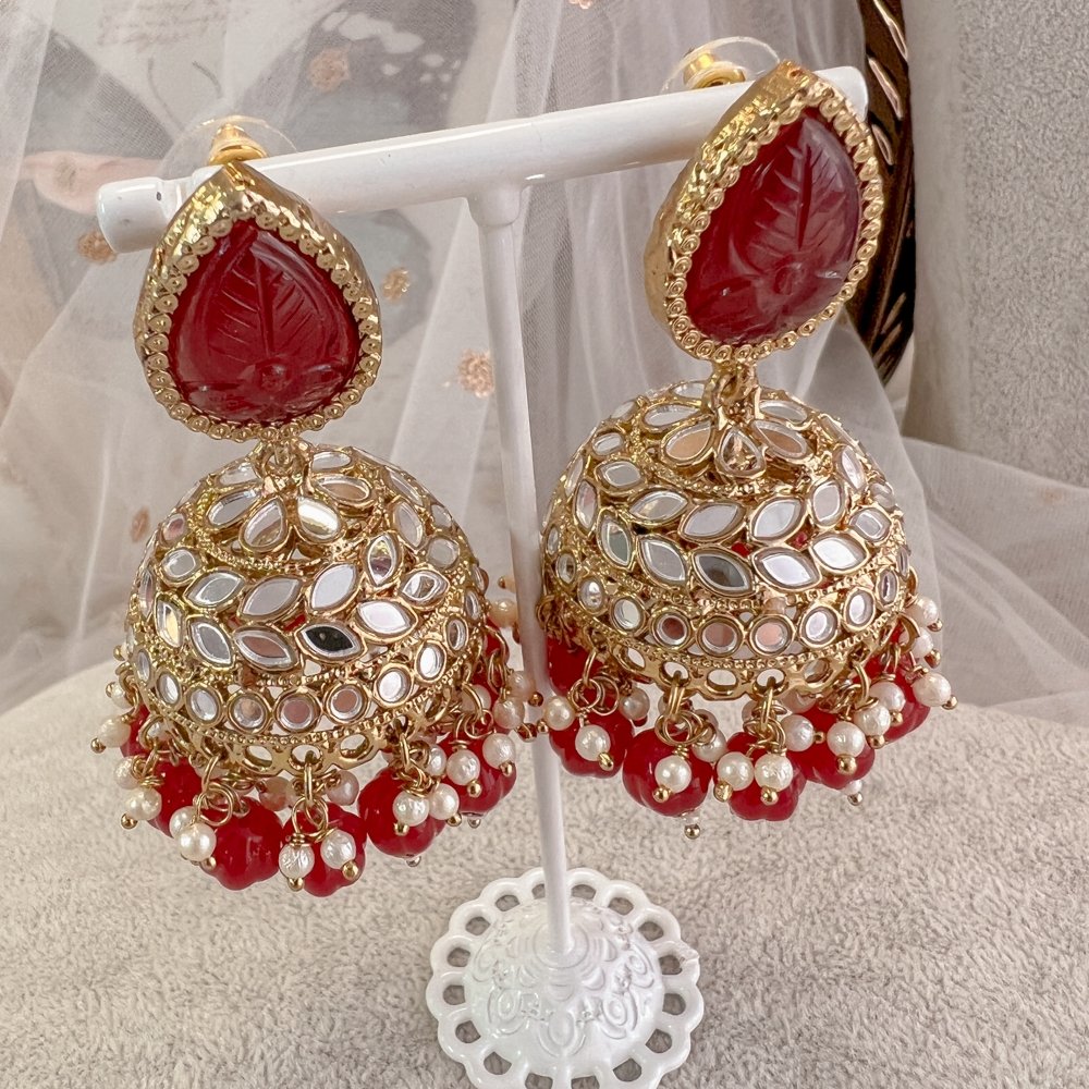 Mirrored Large Jhumki Earrings - SOKORA JEWELSMirrored Large Jhumki Earrings