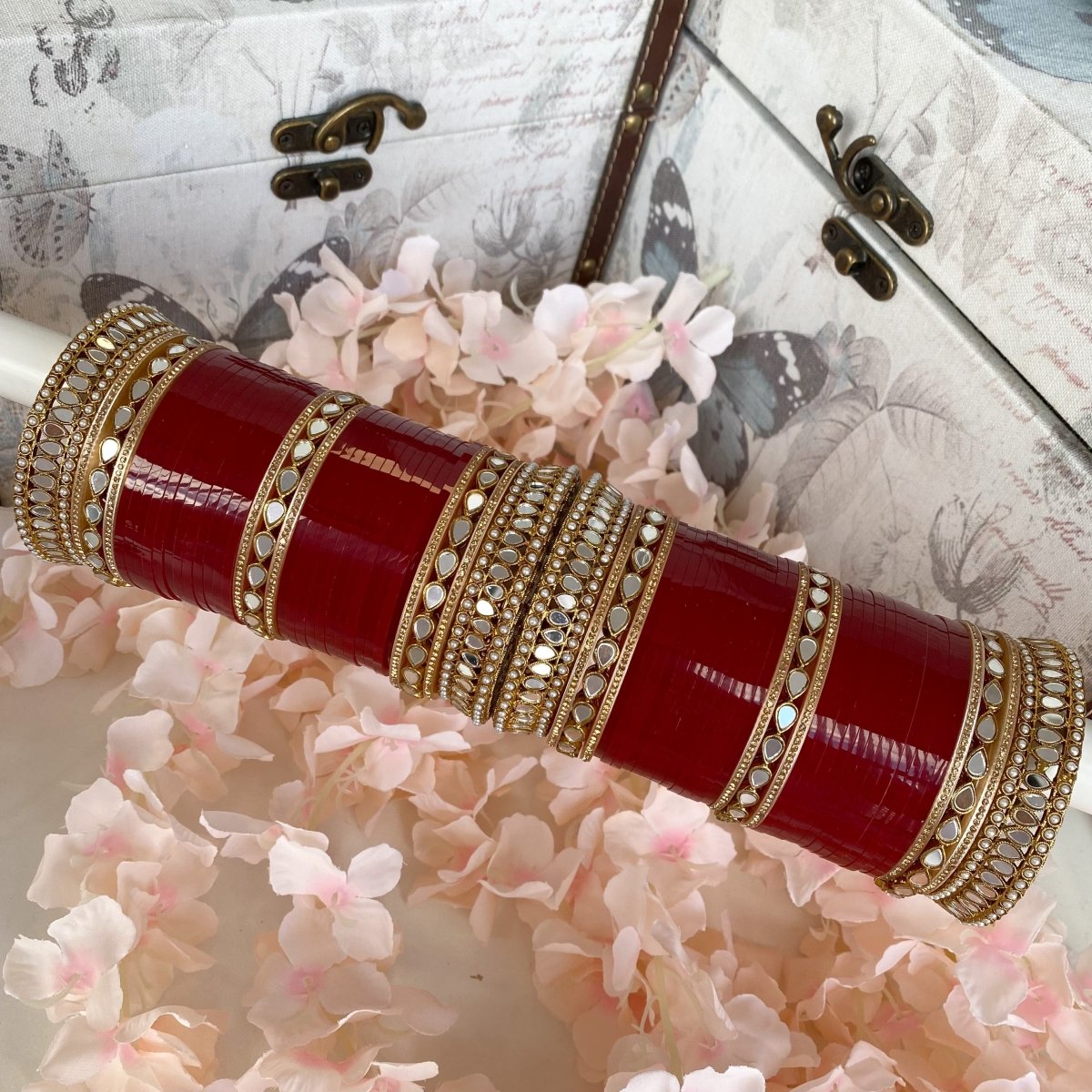 Bridal maroon sale chura