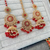 Mohini Antique Necklace set - Red - SOKORA JEWELSMohini Antique Necklace set - Red