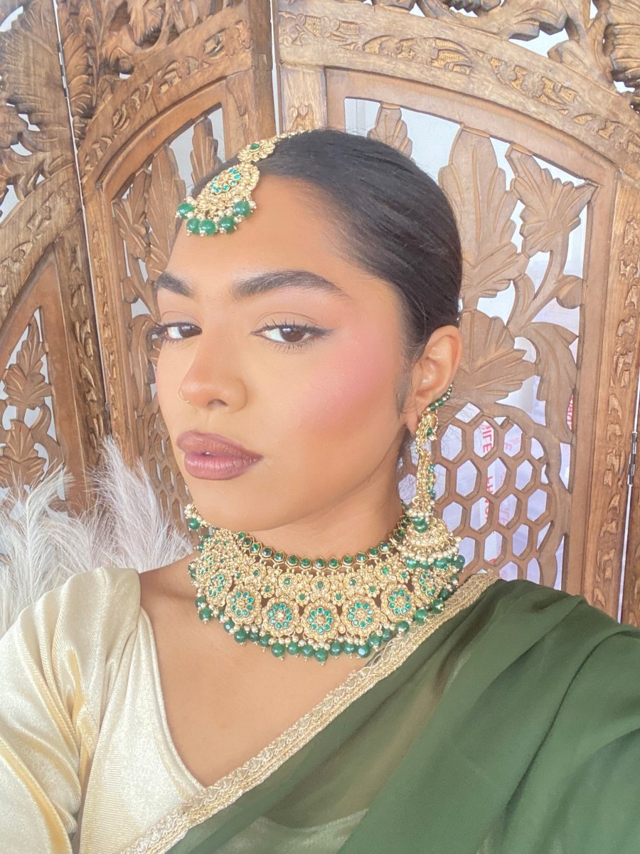 Mohini Necklace set - Green - SOKORA JEWELSMohini Necklace set - Green