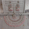 Mohini Silver Necklace set - Pink - SOKORA JEWELSMohini Silver Necklace set - Pink