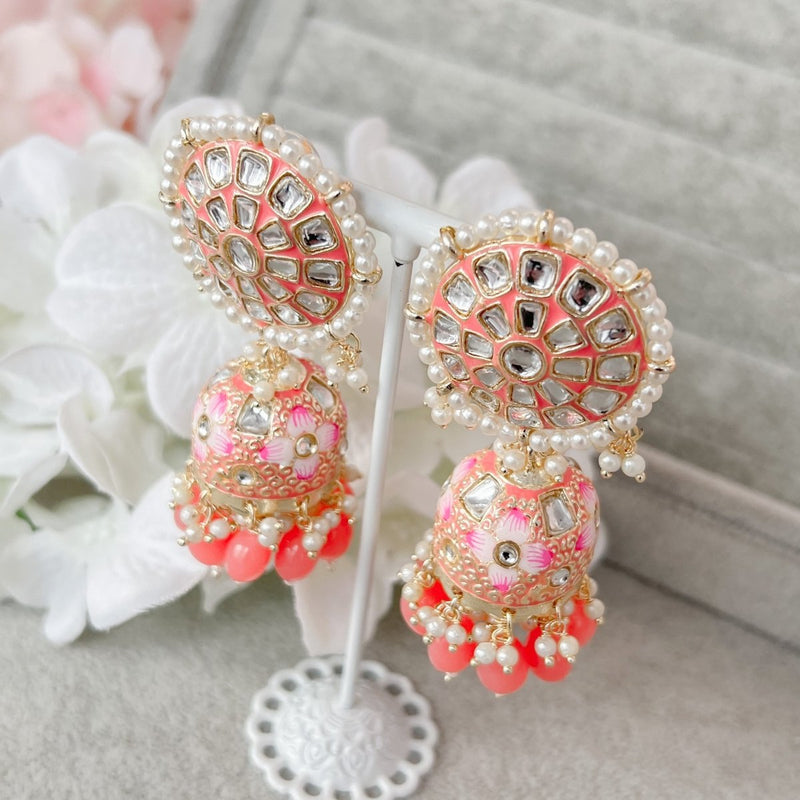 Monica Painted Earrings - Coral - SOKORA JEWELSMonica Painted Earrings - Coral