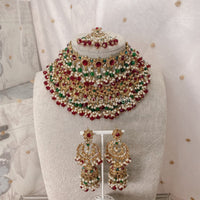 Nadia Double Bridal Necklace Set - Maroon/Green - SOKORA JEWELSNadia Double Bridal Necklace Set - Maroon/Greennecklace sets