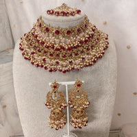 Nadia Double Bridal Necklace Set - Maroon/Pink - SOKORA JEWELSNadia Double Bridal Necklace Set - Maroon/Pinknecklace sets