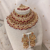 Nadia Double Bridal Necklace Set - Maroon/Pink - SOKORA JEWELSNadia Double Bridal Necklace Set - Maroon/Pinknecklace sets
