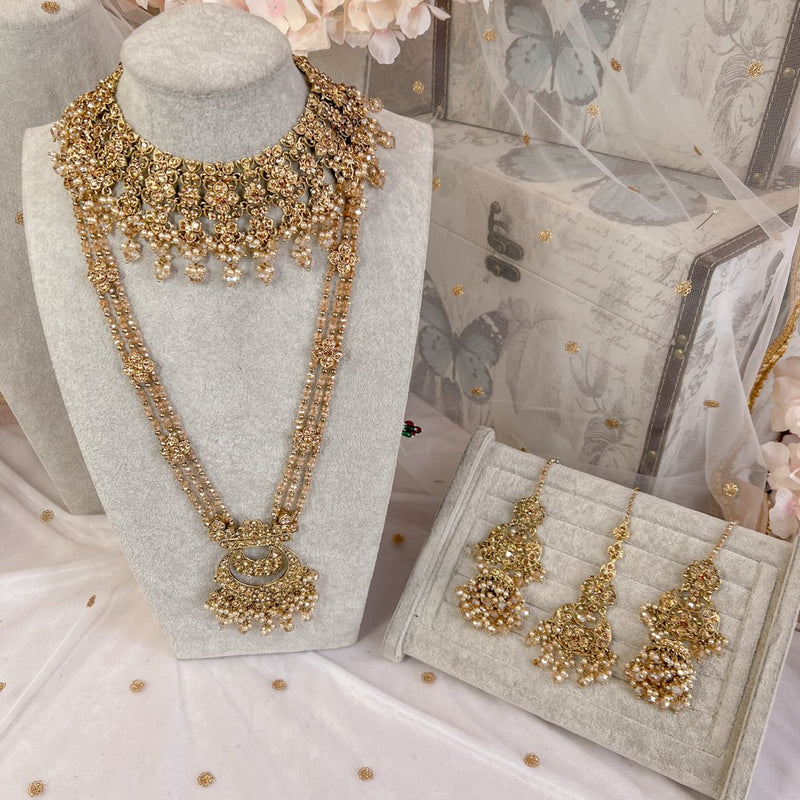 Nargis Bridal Necklace set - Golden - SOKORA JEWELSNargis Bridal Necklace set - Golden