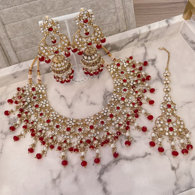 Nargis Necklace set - Red - SOKORA JEWELSNargis Necklace set - Red