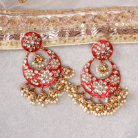 Natasha Multi Jhumka Painted Earrings - Red - SOKORA JEWELSNatasha Multi Jhumka Painted Earrings - Red