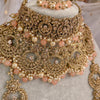 Noor Antique Bridal Necklace set - Peach - SOKORA JEWELSNoor Antique Bridal Necklace set - Peach