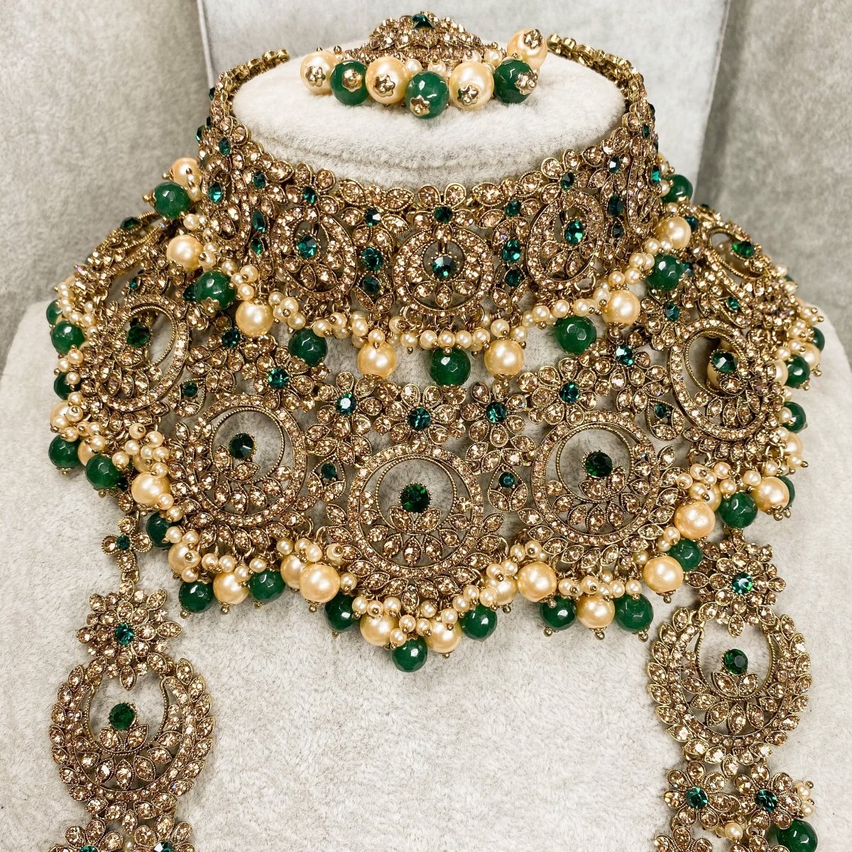 NOOR Bridal Necklace set - Green - SOKORA JEWELSNOOR Bridal Necklace set - Green