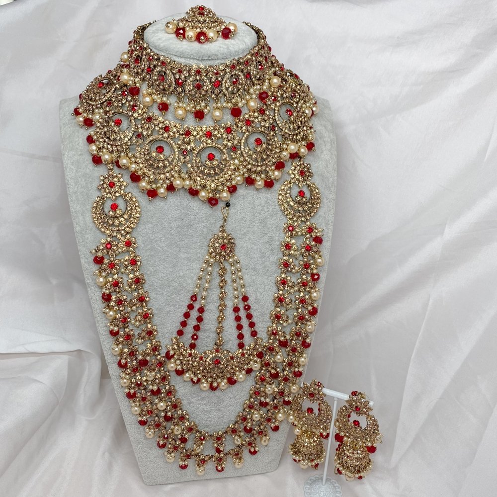 NOOR Bridal Necklace set - Maroon - SOKORA JEWELSNOOR Bridal Necklace set - Maroon