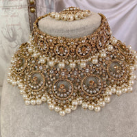 Noor Bridal Necklace set - Pearl - SOKORA JEWELSNoor Bridal Necklace set - Pearl