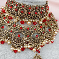 NOOR Bridal Necklace set - Red - SOKORA JEWELSNOOR Bridal Necklace set - Red