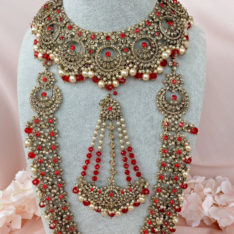 NOOR Bridal Necklace set - Red - SOKORA JEWELSNOOR Bridal Necklace set - Red