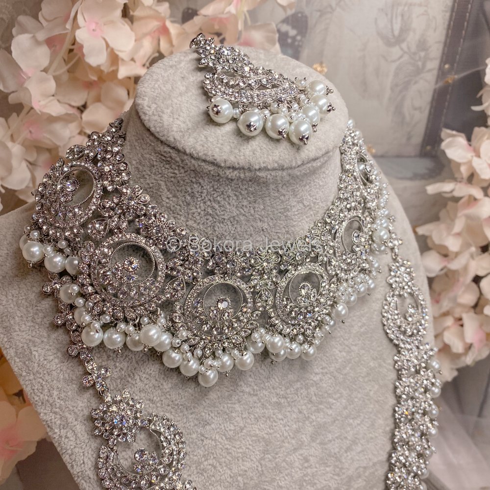 High Quality american diamond Necklace set with Rotating Jhumka and ma –  sagunittujewel
