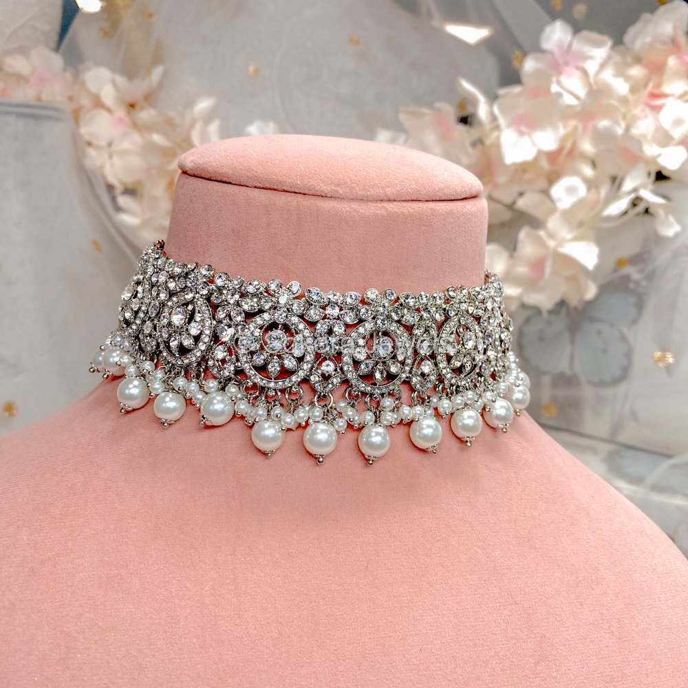 Noor Choker - Silver - SOKORA JEWELSNoor Choker - SilverChoker Sets