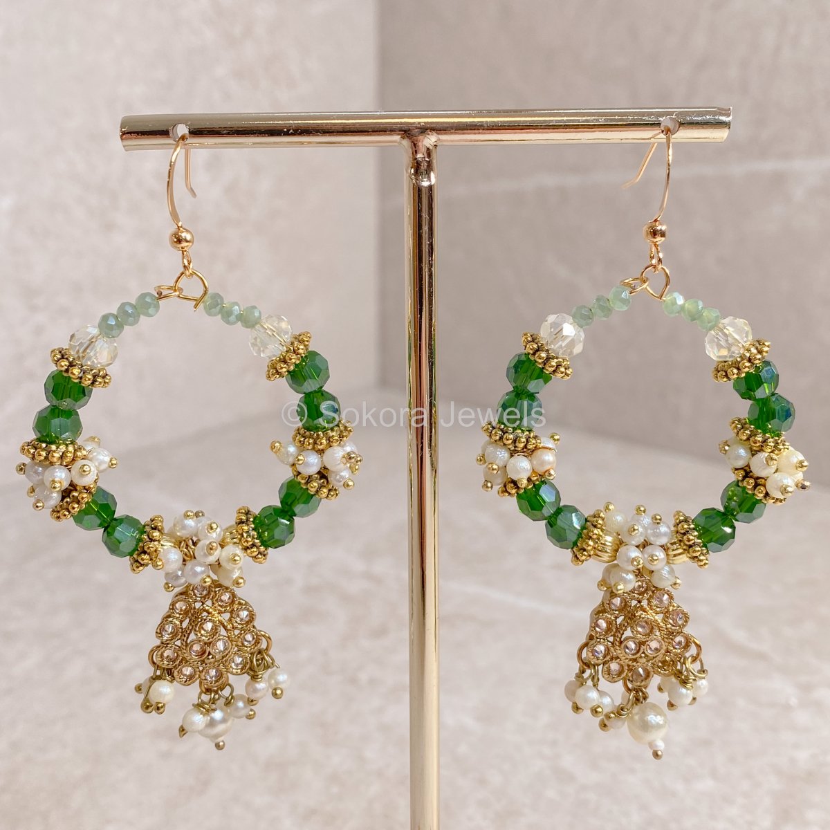 Olivia Hoop Earrings - Green - SOKORA JEWELSOlivia Hoop Earrings - Green