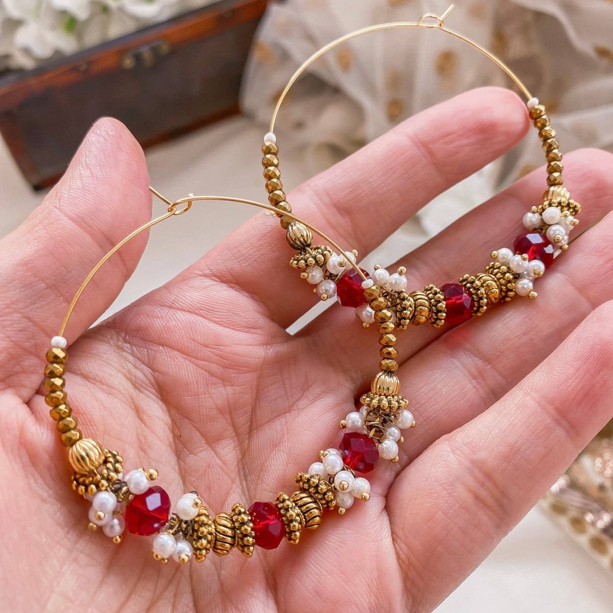 Mini Game Day Hoop Earrings | Maroon, Black, and White