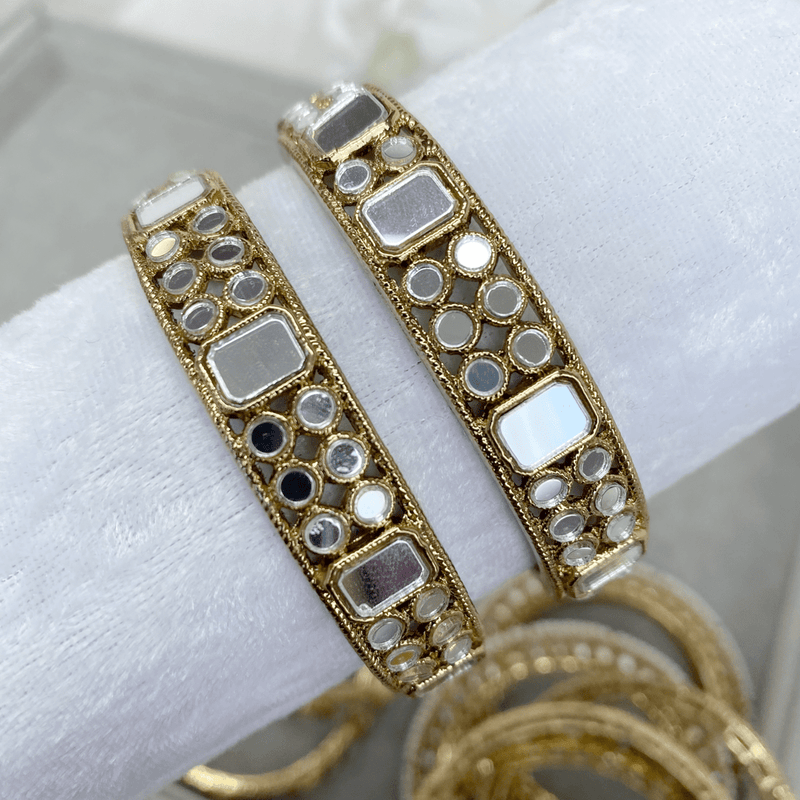 Pair of Rectangle detail Mirrored Bangles (slightly imperfect) - SOKORA JEWELSPair of Rectangle detail Mirrored Bangles (slightly imperfect)BANGLES