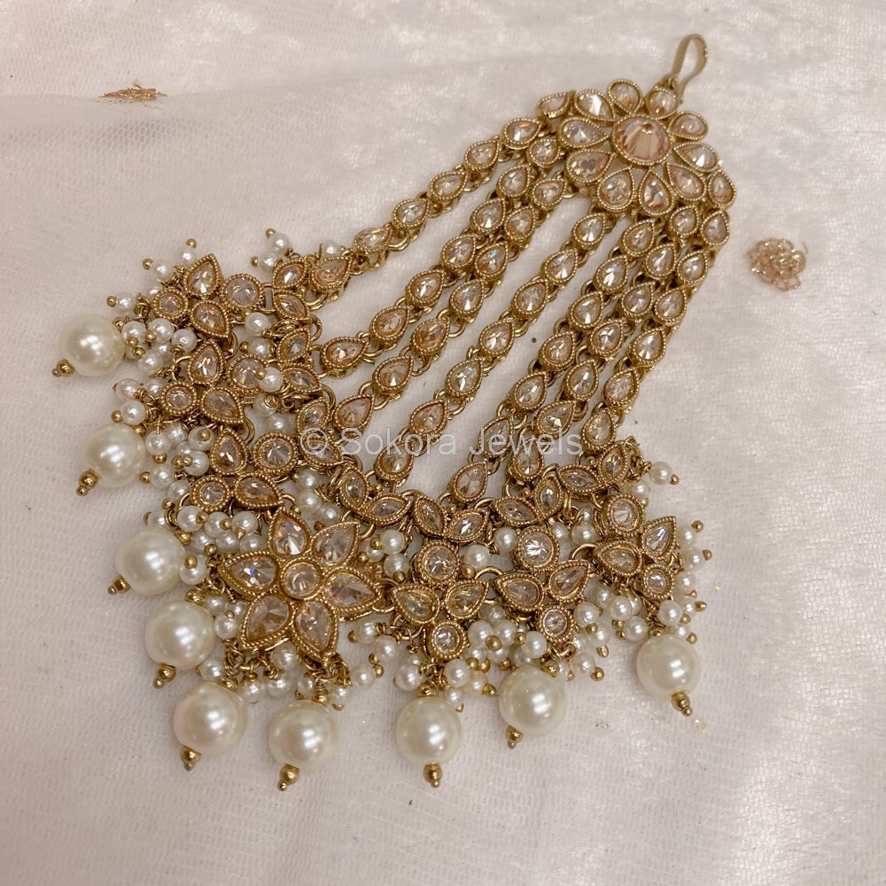 Pearl droplets Jhumar - Golden – SOKORA JEWELS