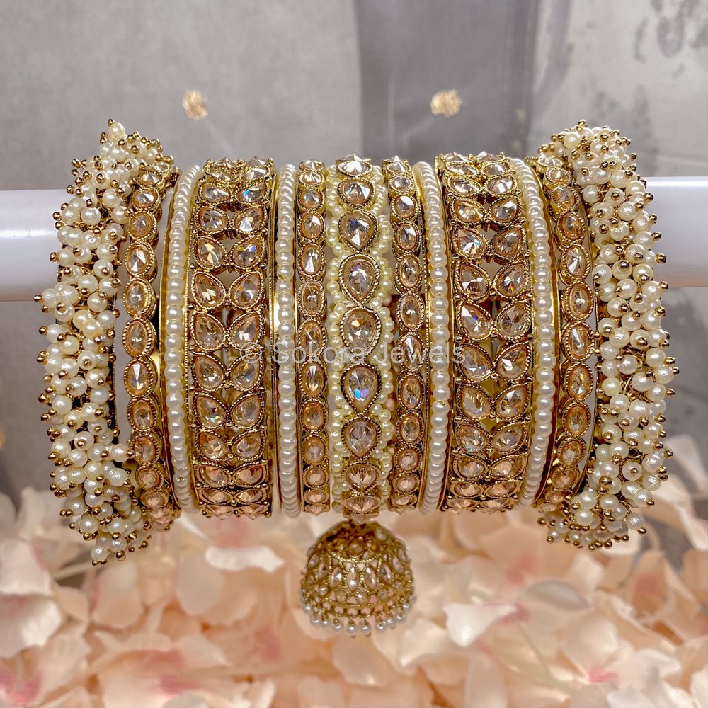 Pearly Luxury Bangle stack - SOKORA JEWELSPearly Luxury Bangle stackBANGLES