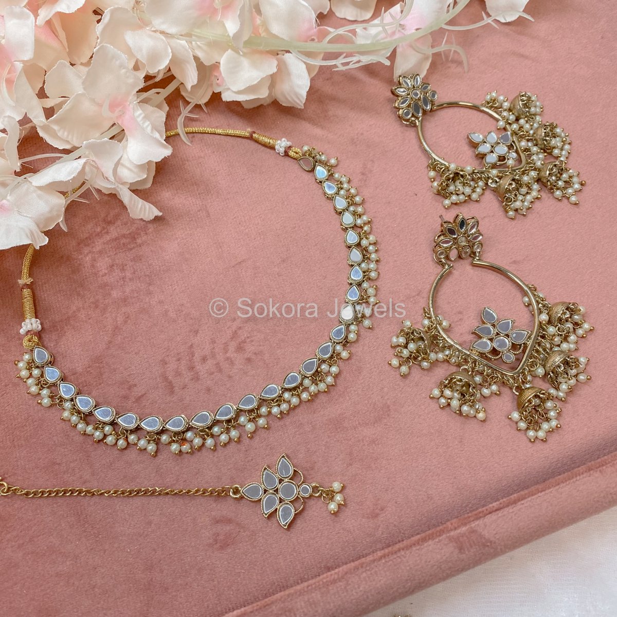 Pernia Mirrored Necklace set - SOKORA JEWELSPernia Mirrored Necklace setNECKLACE SETS