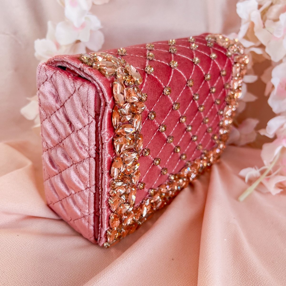 Pink Velvet Clutch Bag - SOKORA JEWELSPink Velvet Clutch Bag