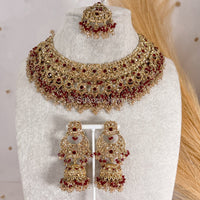 Qudsia Necklace set - Maroon - SOKORA JEWELSQudsia Necklace set - Maroon