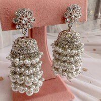 Rahima Jhumka Earrings - Silver - SOKORA JEWELSRahima Jhumka Earrings - Silver