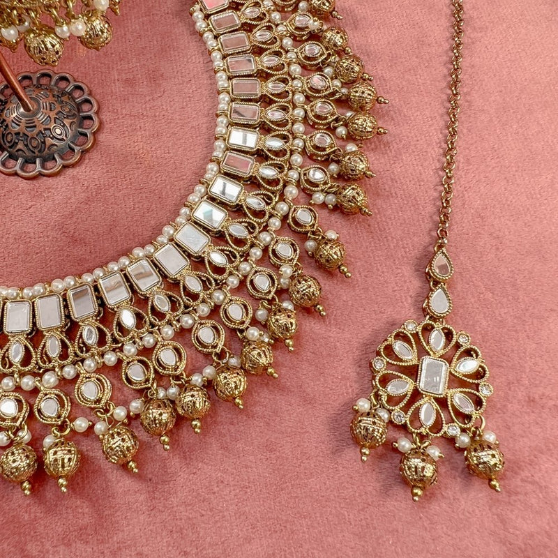 Ramila Mirrored Necklace set - Gold Ball - SOKORA JEWELSRamila Mirrored Necklace set - Gold BallNECKLACE SETS