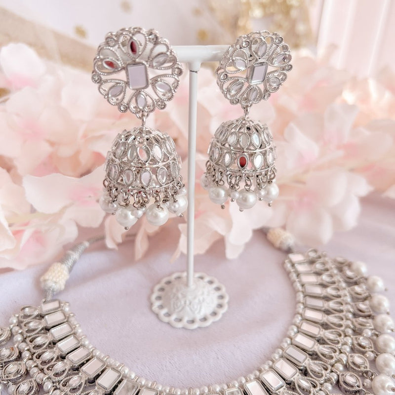 Ramila Mirrored Necklace set - Silver - SOKORA JEWELSRamila Mirrored Necklace set - SilverNECKLACE SETS
