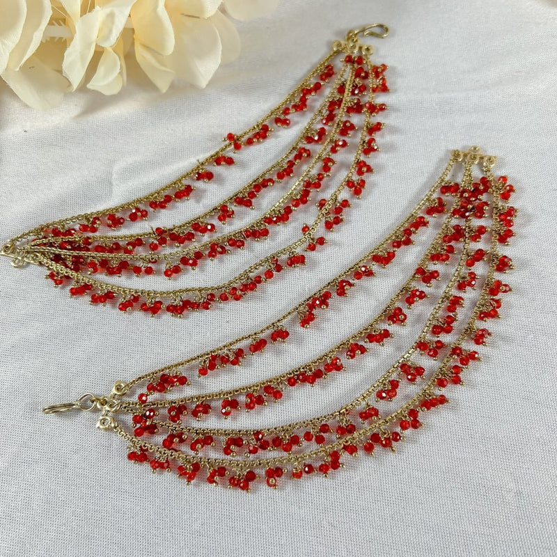 Red Beaded Earring Chains - SOKORA JEWELSRed Beaded Earring ChainsEARRINGS