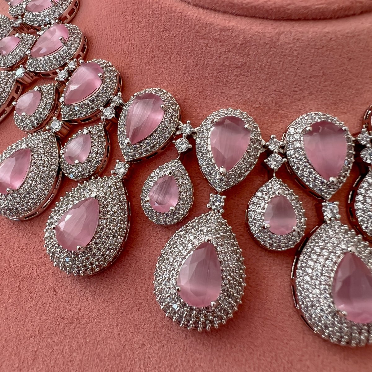 Reema Pink Drop Diamante Set - SOKORA JEWELSReema Pink Drop Diamante SetNECKLACE SETS
