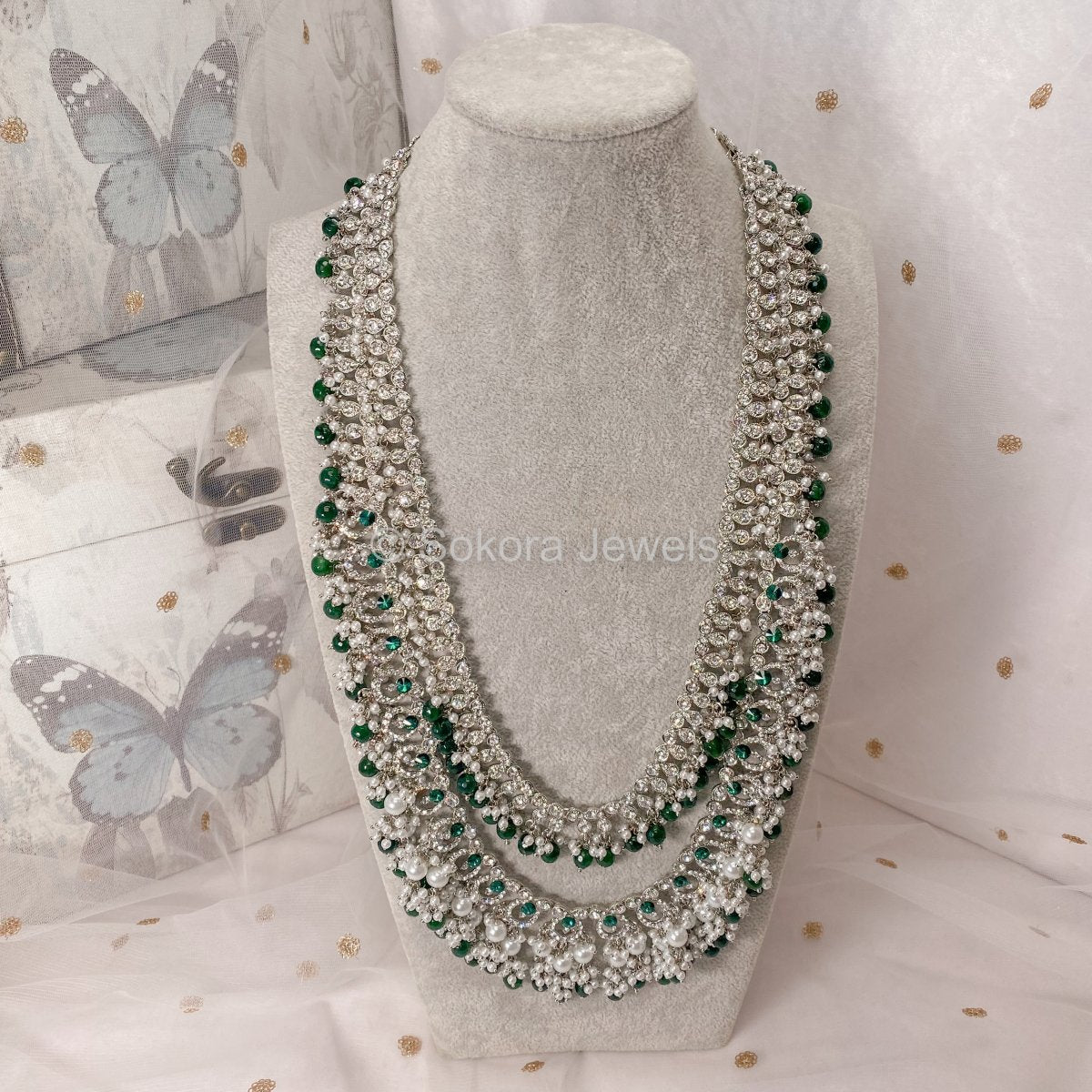 Rezwana Long Necklace - Green - SOKORA JEWELSRezwana Long Necklace - Green