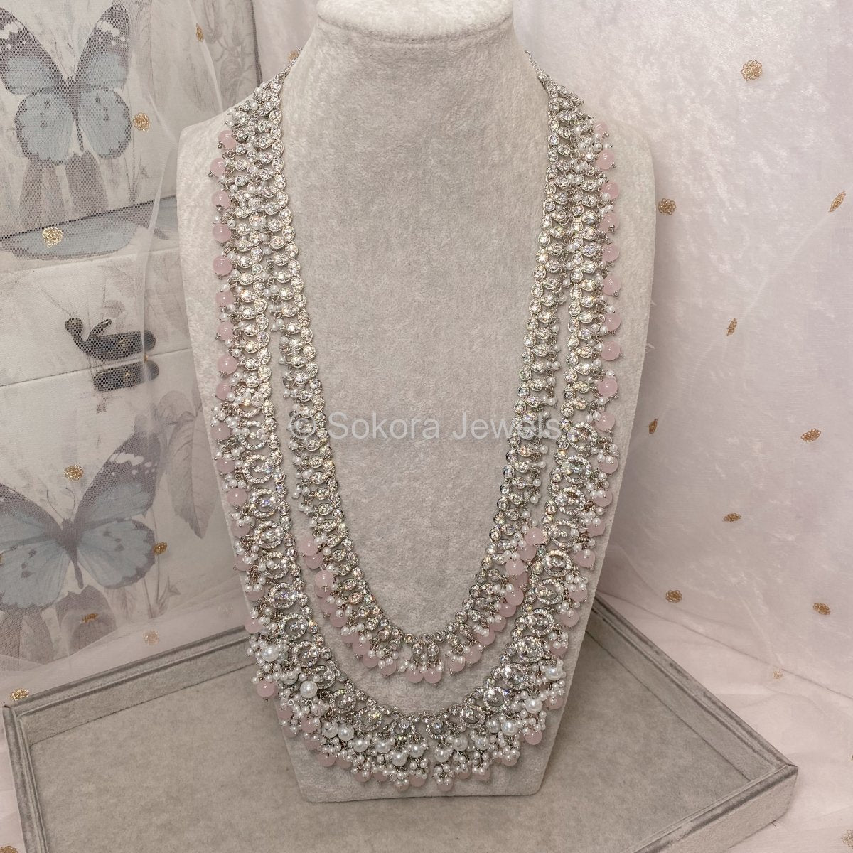Rezwana Long Necklace - Light Pink - SOKORA JEWELSRezwana Long Necklace - Light Pink