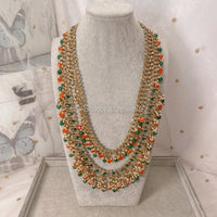 Rezwana Long Necklace - Orange + Green - SOKORA JEWELSRezwana Long Necklace - Orange + Green