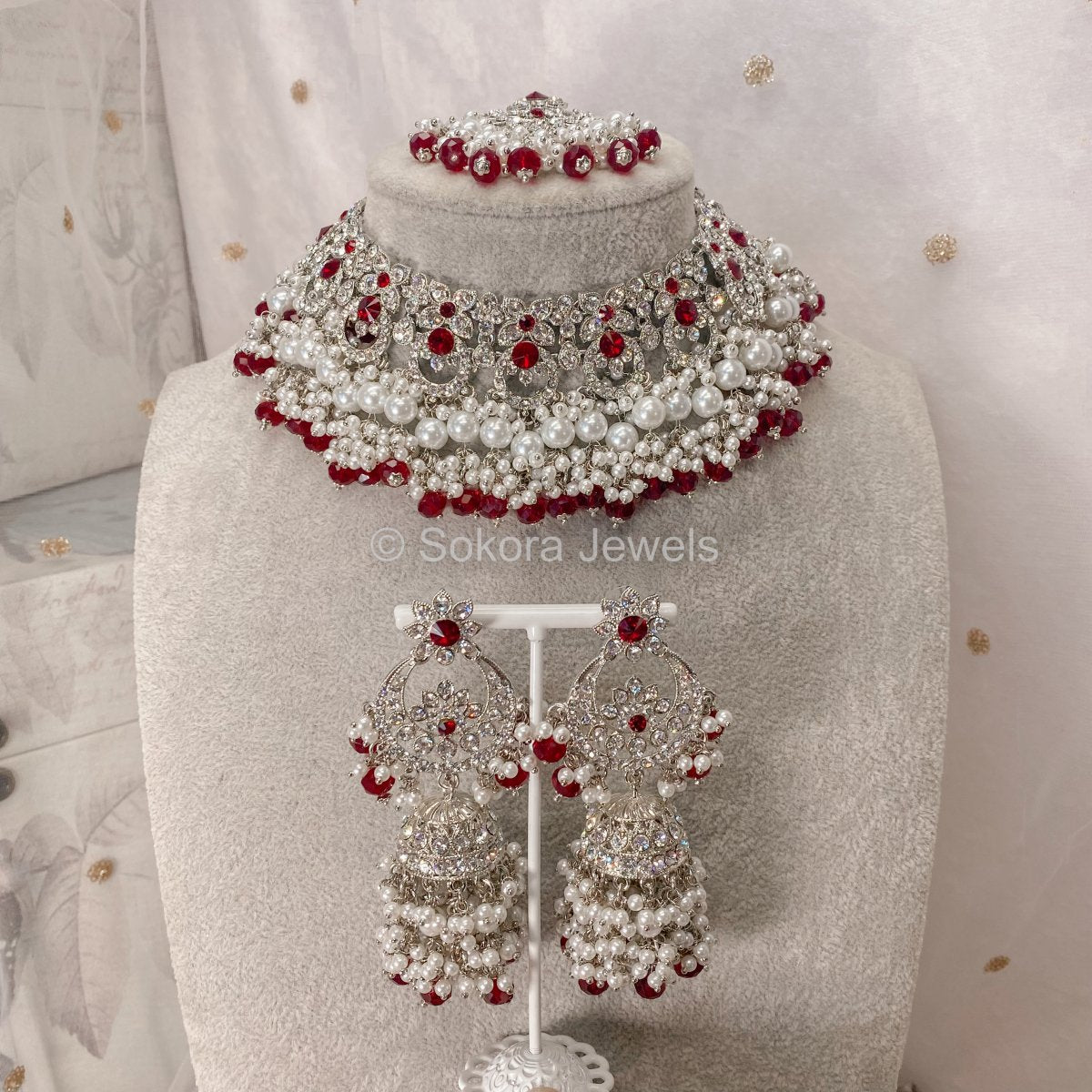 Huma Bridal set - Red – SOKORA JEWELS