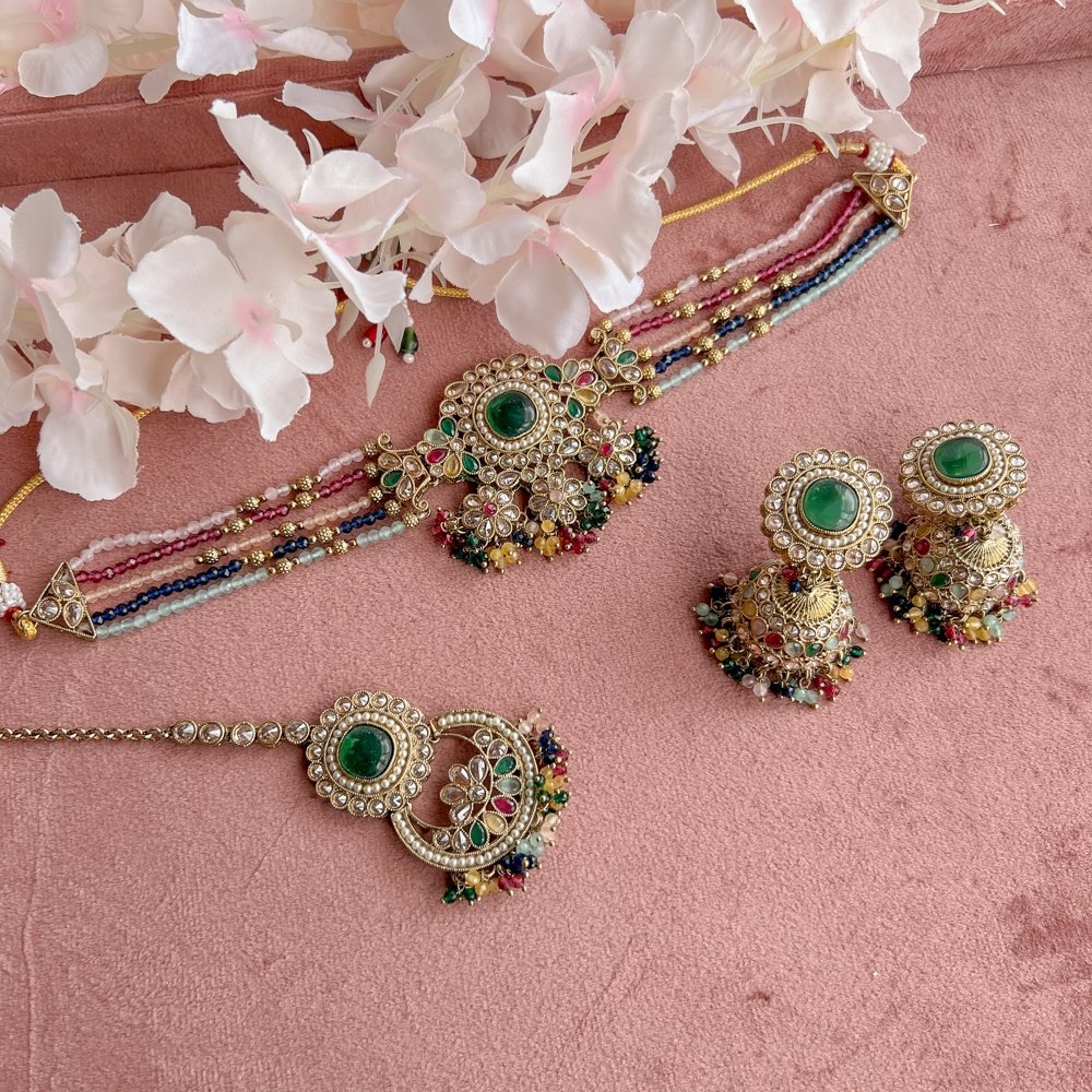 Rubal Choker Set - Multicolour - SOKORA JEWELSRubal Choker Set - Multicolour