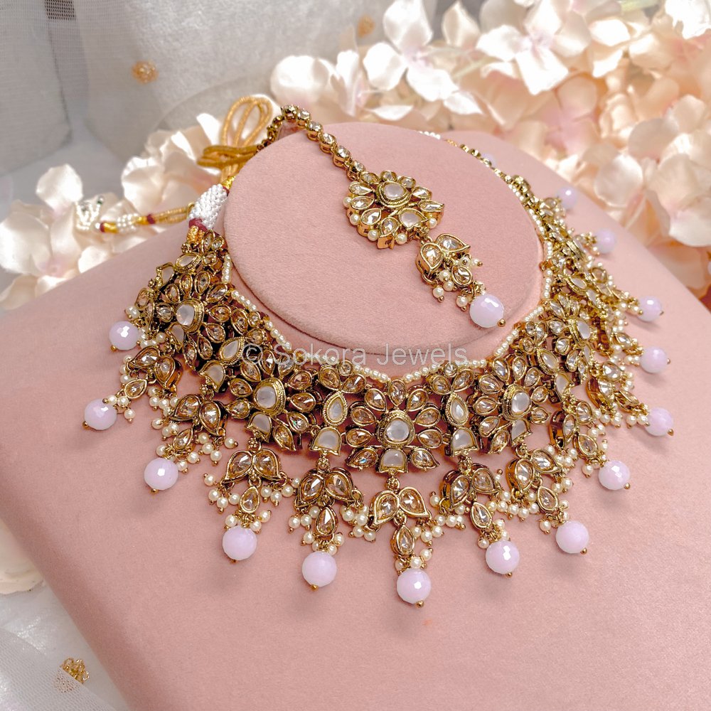Saya Necklace set - Light Pink - SOKORA JEWELSSaya Necklace set - Light Pink
