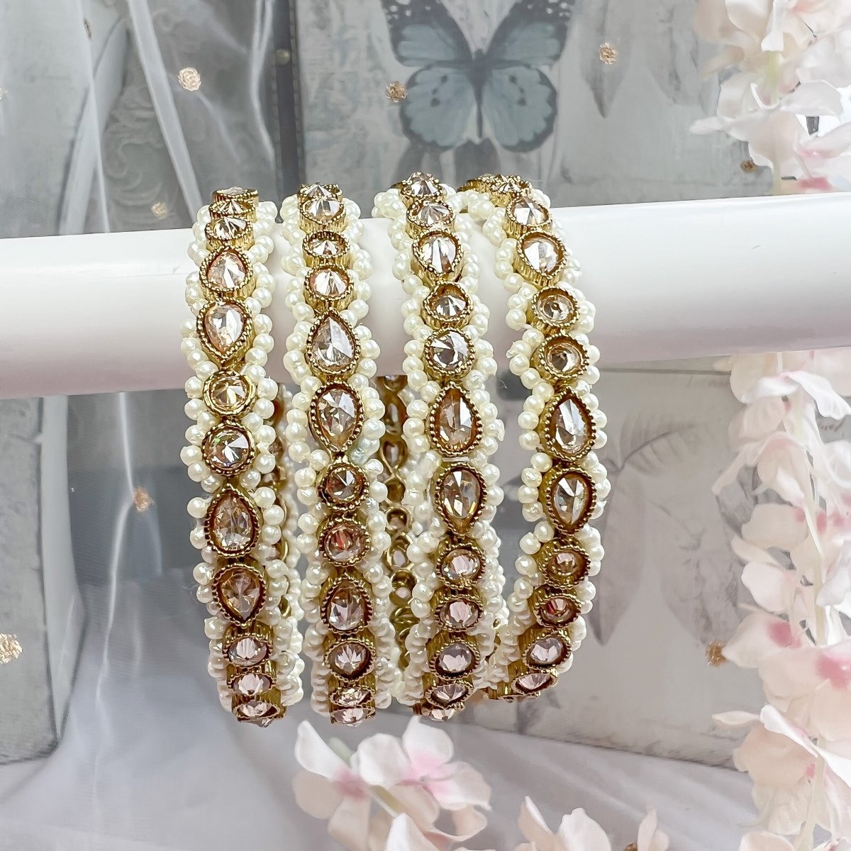 Set of 4 Golden Pearl Bangles - SOKORA JEWELSSet of 4 Golden Pearl BanglesBANGLES