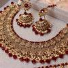 Shahmin Antique Gold Necklace set - Maroon - SOKORA JEWELSShahmin Antique Gold Necklace set - Maroon