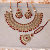 Shahmin Antique Gold Necklace set - Maroon - SOKORA JEWELSShahmin Antique Gold Necklace set - Maroon