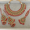 Shahmin Antique Gold Necklace set - Red - SOKORA JEWELSShahmin Antique Gold Necklace set - Red