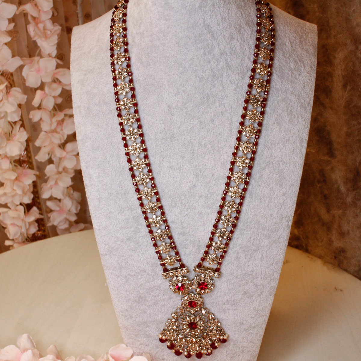 Shahmin Rani Haar - Maroon - SOKORA JEWELSShahmin Rani Haar - Maroon