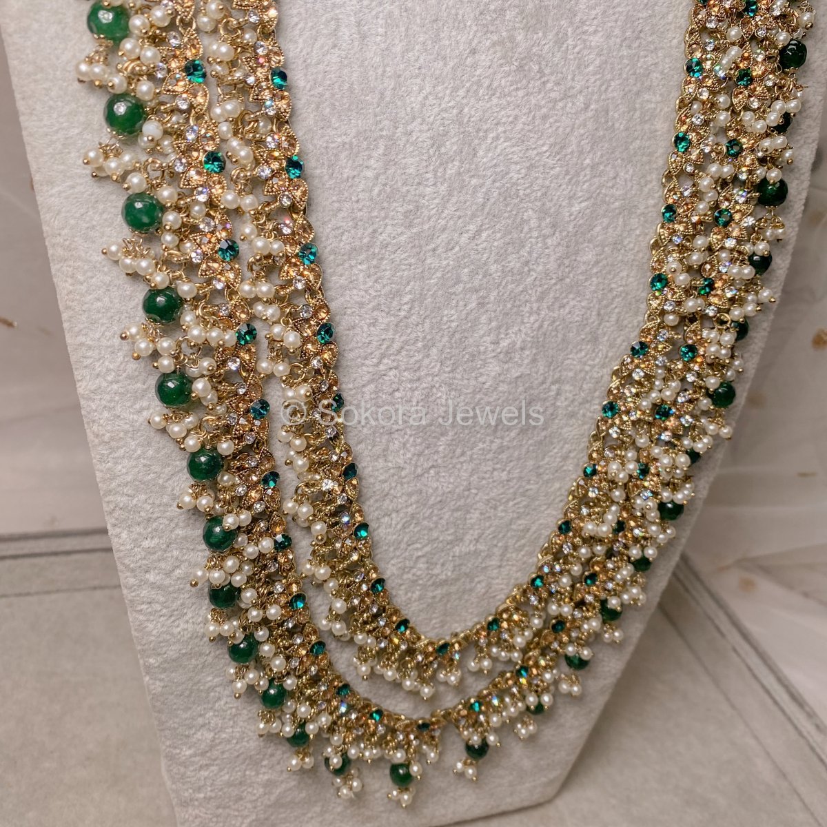 Shanaya Long Necklace - Green - SOKORA JEWELSShanaya Long Necklace - Green