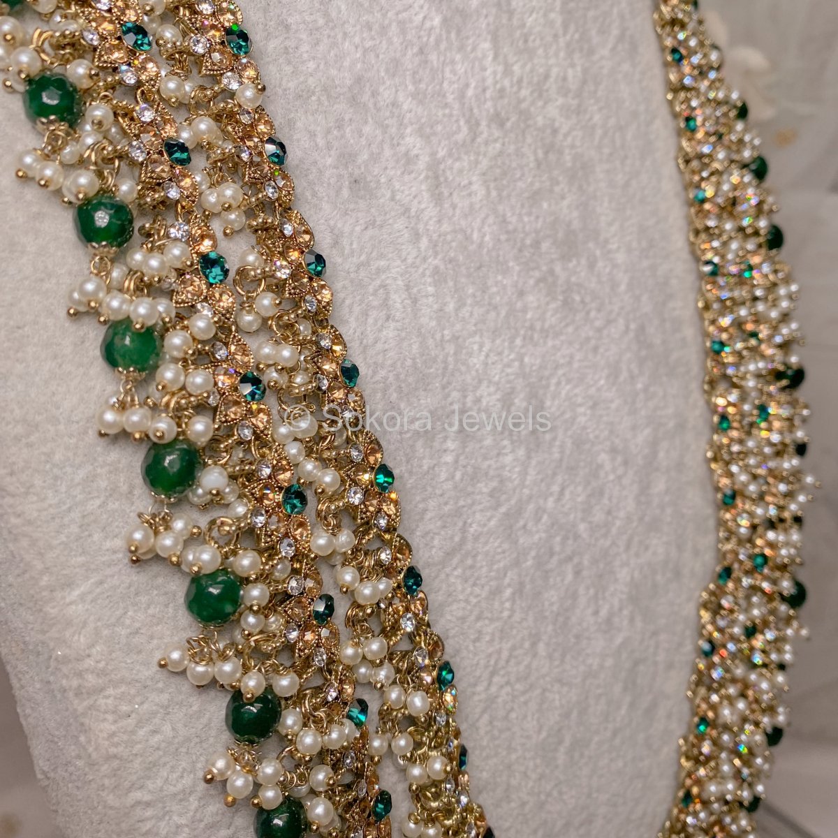 Shanaya Long Necklace - Green - SOKORA JEWELSShanaya Long Necklace - Green