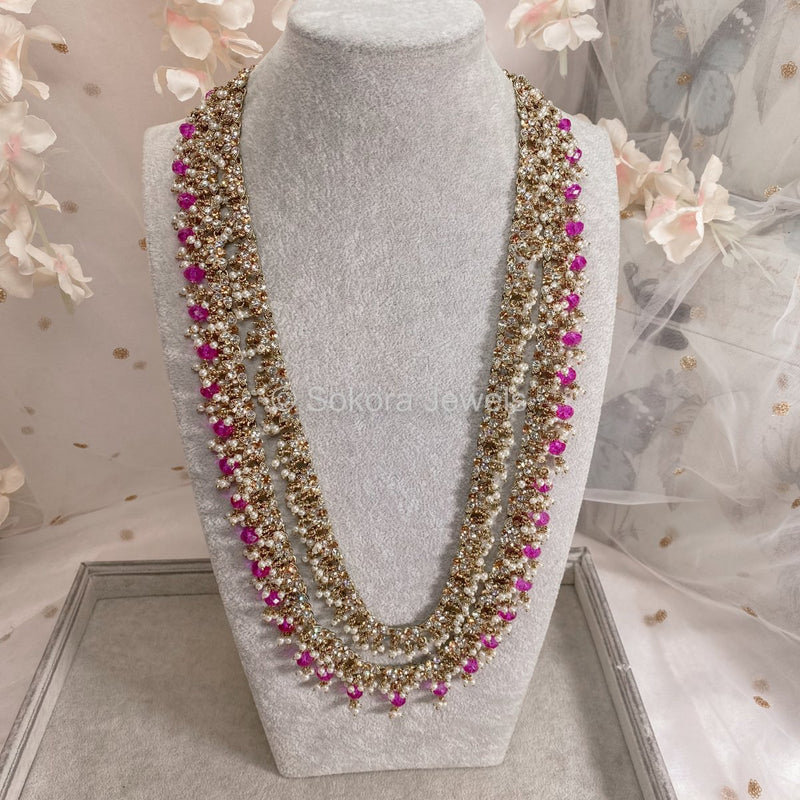 Shanaya Long Necklace - Pink - SOKORA JEWELSShanaya Long Necklace - Pink